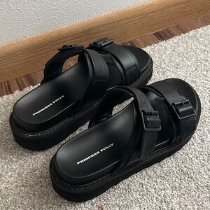 Princess Polly Black Buckle Sandals
